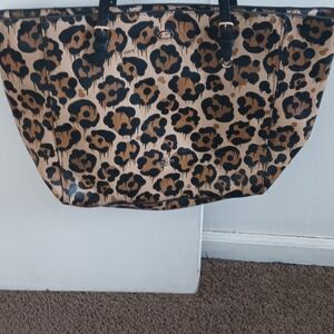 Leopard Print Tote Bag with Black Trim